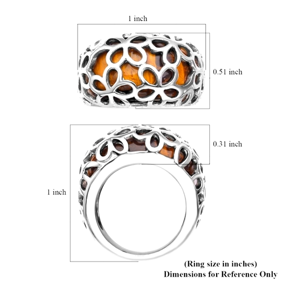 South African Tigers Eye gemstone, floral dome cage ring. Sz 7 - Picture 3 of 4